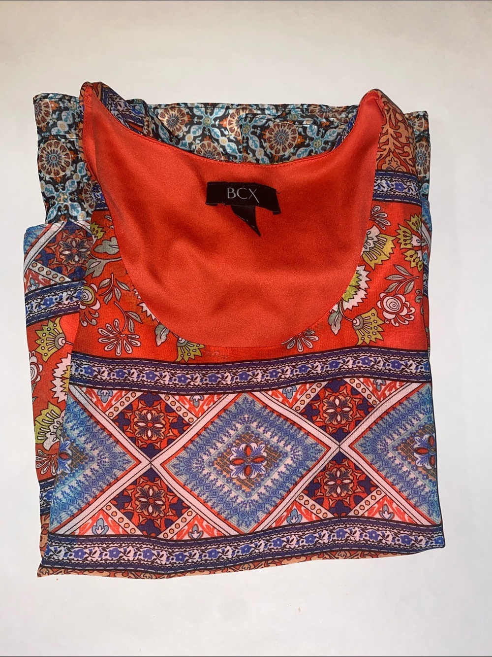 BCX Orange and Blue Paisley Print Camisole